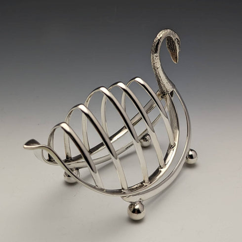 British Vintage Silver Plated Swan Toast Rack
